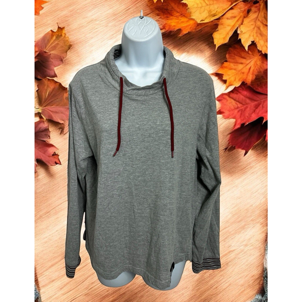 Women's Jason Wu for EVAAIR Gray Top Sz M Long-Sleeve Shirt Casual Cotton Tee